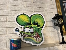 Rat Fink Cut Out Steel Sign Ed Big Daddy Roth Rat Fink Head Hot Rod