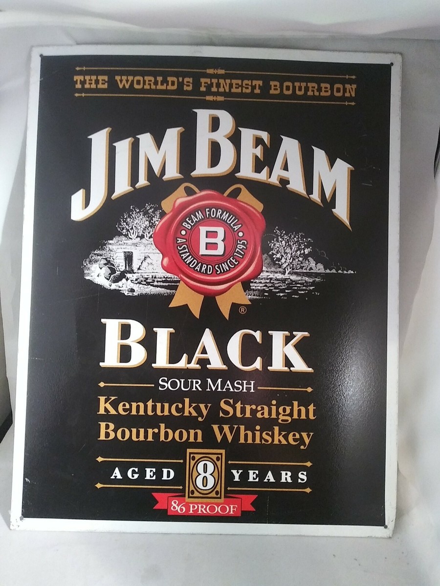 New Jim Beam Black Bourbon Whiskey Metal Tin Sign 12-1/2