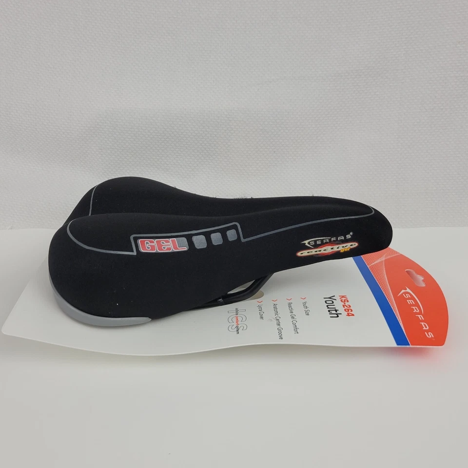 Sillín Serfas Unisex Gel Reactivo Negro Ks-264 Lycra Juvenil Nuevo, 9" x 5.5" 14 OZ Foto 2 de 4