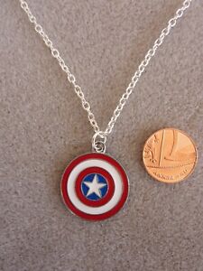 Marvel Captain America Avengers Enamel Necklace Pendant Jewellery Film Gift Bag