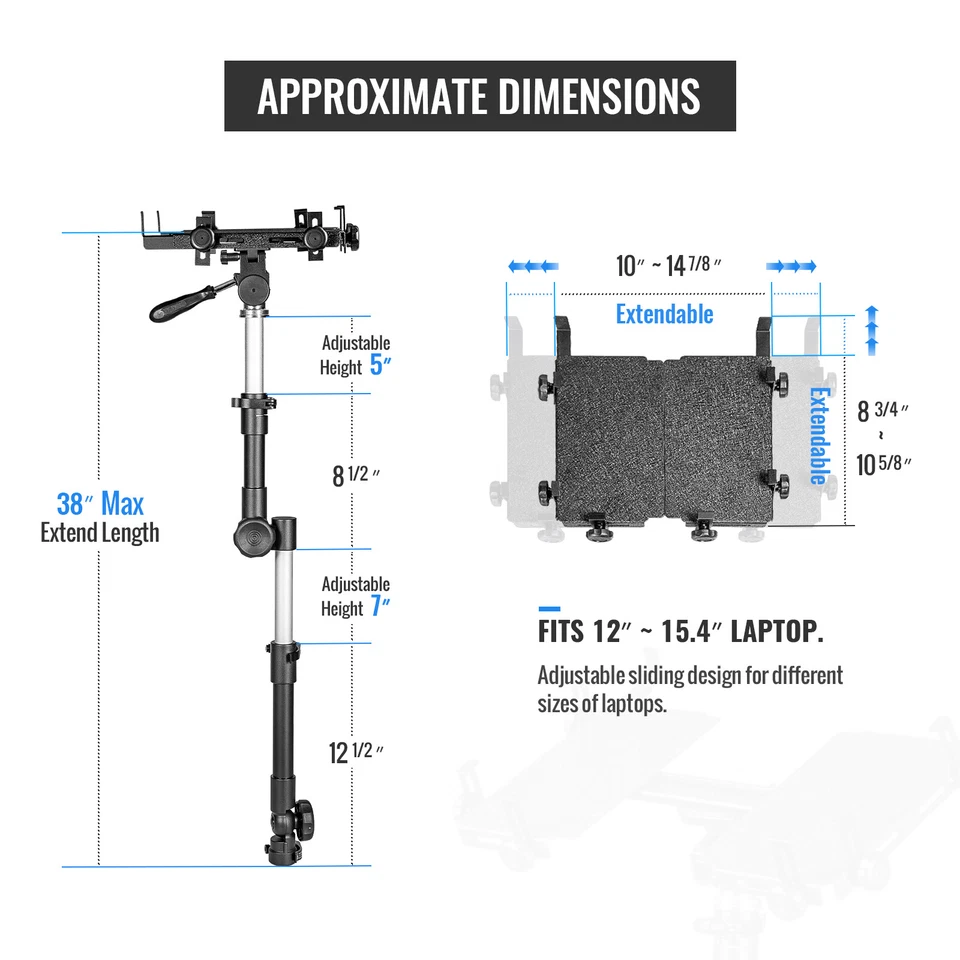 AA Products Car Auto Truck Van Laptop Stand Mount | Fits 12"-15.4" Screen Sizes - Image 2 of 4