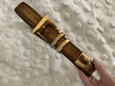 VTG Nina Arjani Leatherock San Diego 1994 Gold Belt Genuine Leather Pebbled