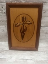HUDSON RIVER INLAY "Iris" Wood Inlay By Nelson Wall Art 7 x 10 in Signed