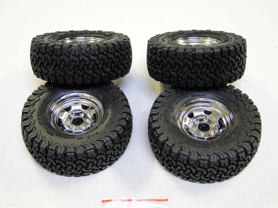 NEW RC4WD TRAILFINDER II 2 Wheels & Tires CHROME 1.7" BF Goodrich Toyota WD17 - Image 2 of 3