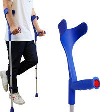 Coppia di Stampelle Ortopediche Regolabili Canadesi Antiscivolo Blu Max.125Kg