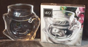 NEW Mikasa Frostys Magic Snowman Glass Candy Nut Dish Christmas Holidays - WX039