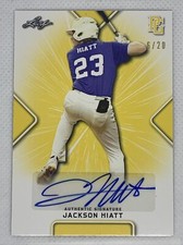 2021 LEAF PERFECT GAME YELLOW JACKSON HIATT PAPER RC AUTO # 6/20