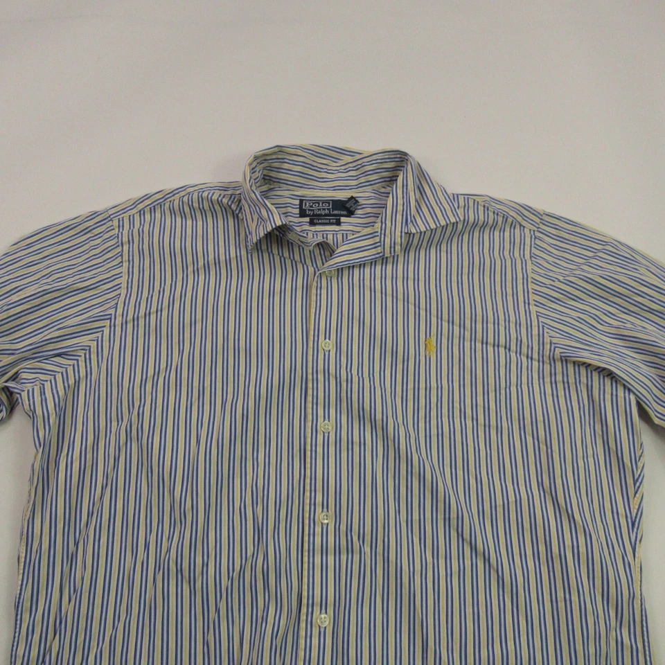 Polo Ralph Lauren Shirt Mens Large Long Sleeve Cotton Stripes Lightweight - Image 2 of 4