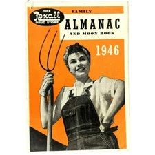 1946 Nashua IA Rexall Drug Store Family Almanac Booklet Hipster Girl Goth 1M