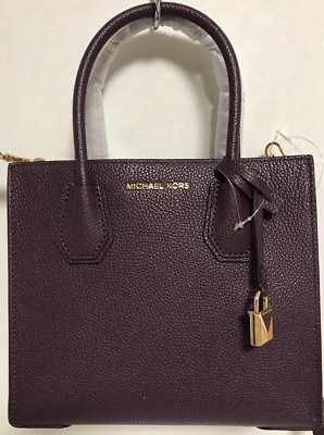 NEW Michael Kors Studio SM Mercer Gold Damson Leather Crossbody