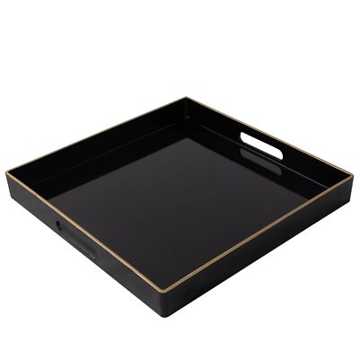 Decorative Tray Black Serving Tray with Handles Coffee Table Tray Square Plas...