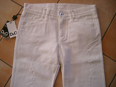 (C563) Dolce & Gabbana Girls used look Jeans mit Löchern & Logo Aufnäher gr.164