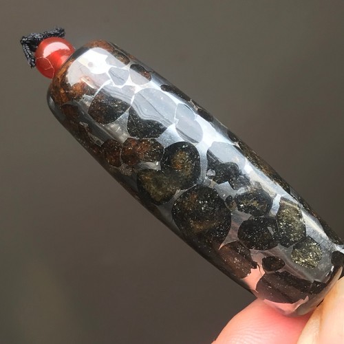 Sericho Pallasite Meteorite Perfect TianZhu Pendant Handmade Beads Sealed Glaz - Picture 7 of 17