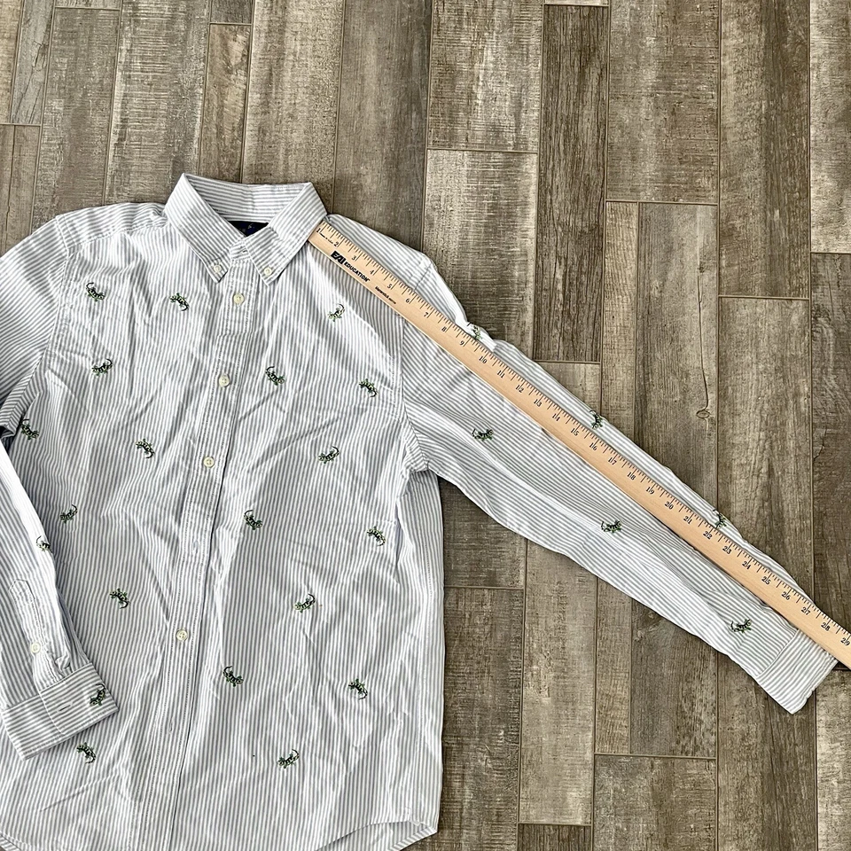 Ralph Lauren Shirt Boys XL (18-20) Blue Striped Oxford Lizard Gecko - Image 4 of 4