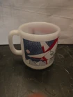 RARE Vintage Glasbake Mug Spaceship Space Rocket Mission Milk Glass Coffee Tea