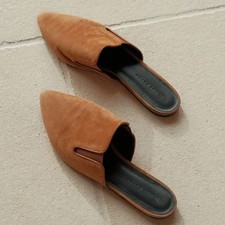 JENNI KAYNE saddle Suede Leather Pointed Mules 39 EU 9 US Brown Suede