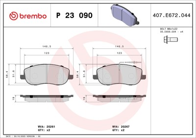 BREMBO Bremsbelagsatz Scheibenbremse PRIME LINE P 23 090 für FIAT LANCIA SCUDO 1