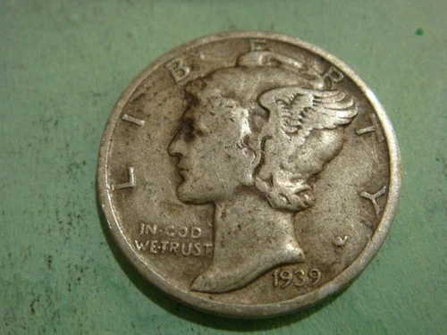 1939 D  Mercury Dime - Fine+ cond  , actual coin in photo