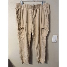 GAP Women Cargo Pants Beige Elastic Waist Drawstring Pockets Cargo Pants XL