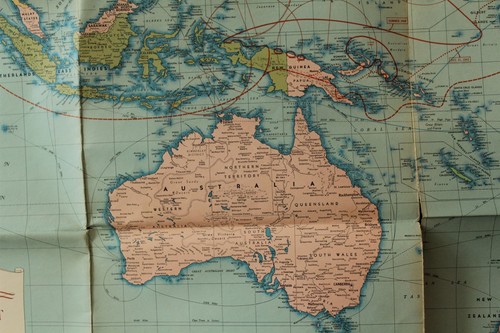 Vintage Folded Map Of The Pacific And The Far East Ca. 1939 Hagstrom's