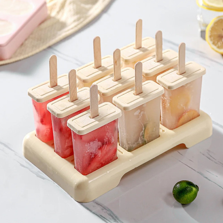 1pcs 9-in-1 DIY Ice Cream Popsicle Mold with Tray – Easy Homemade Frozen Maker
