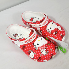 Sanrio Hello Kitty CROCS Red Classic Clog Women's Size 10 Men's 8 New NWT White