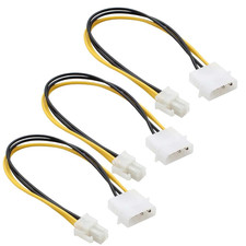 3-Pack LP4 Molex Male to ATX 4 pin Male Auxiliary Power Adapter Cable 9.5-inch