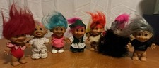 Variety Lot Of 7 Vintage Russ Troll Dolls, Native American With Baby, Germany  .