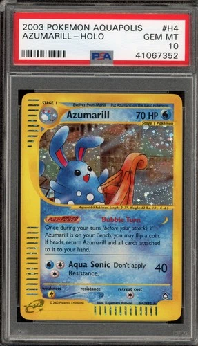 Pokemon Azumarill Aquapolis Holo Rare #H4 PSA 10 Gem Mint
