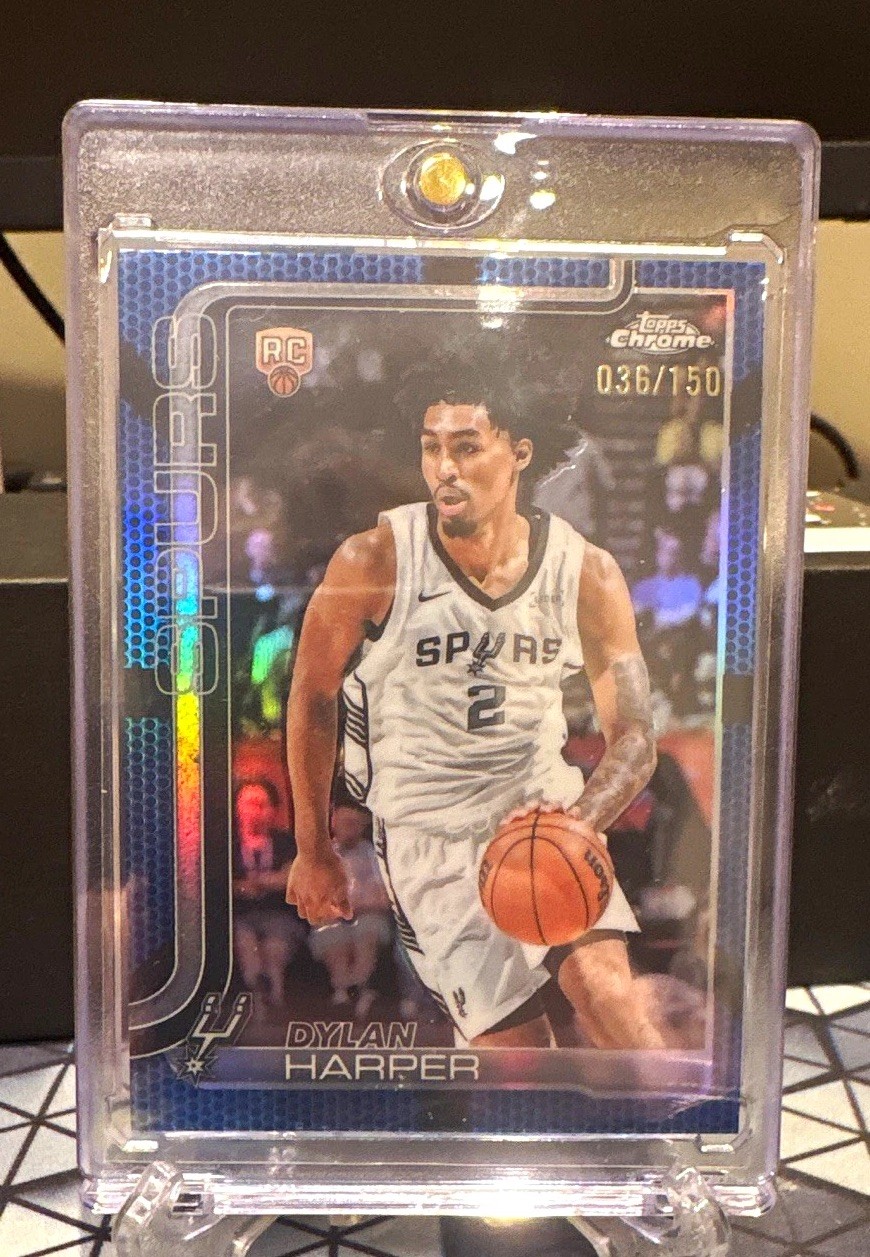 Topps 2025-26 Chrome Dylan Harper Blue Basketball #252 San Antonio Spurs RC /150
