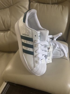 Adidas Superstar II White and Green Sneakers Size 5