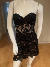 SHERRI HILL STRAPLESS CORSET EMBROIDERED LACE DRESS SIZE 0