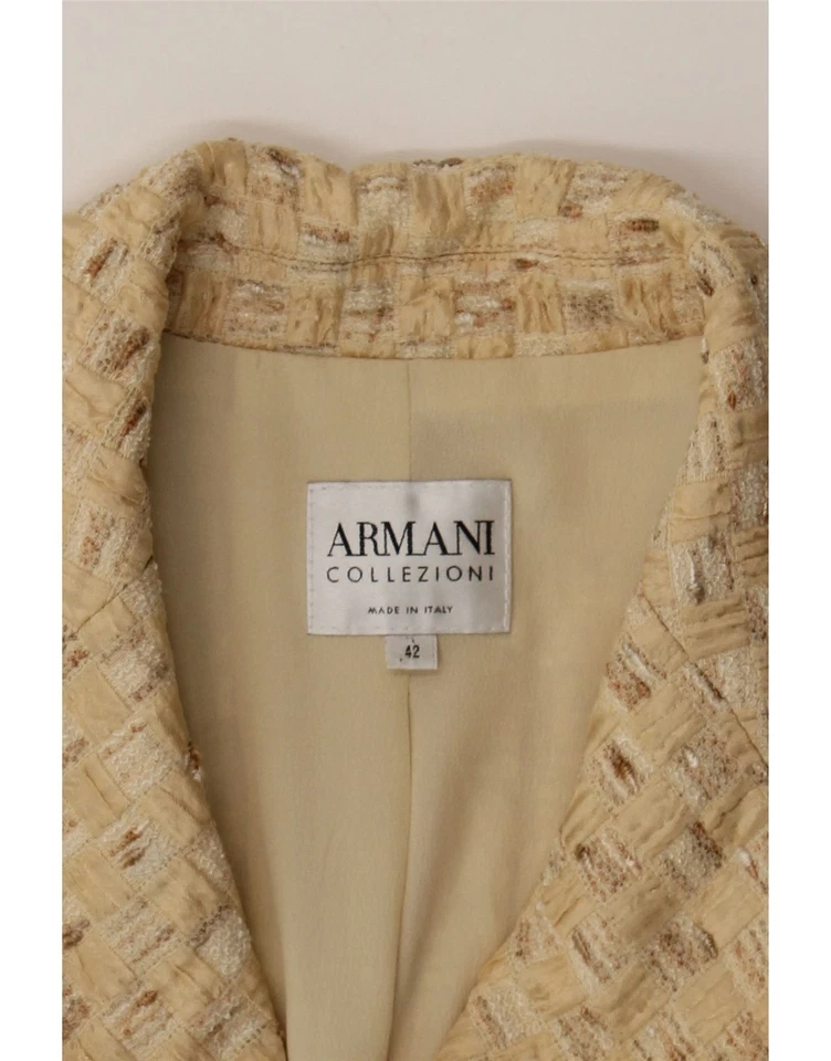 Chaqueta Blazer Corta ARMANI COLLEZIONI Mujer IT 42 Mediana Beige Geométrica AX01 Foto 3 de 3