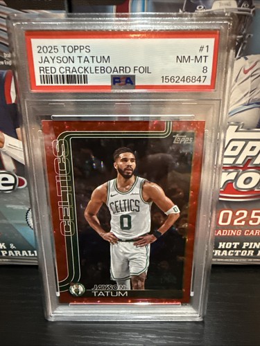 2025-26 Topps Jayson Tatum Red Crackleboard Foil #1/5 PSA 8 Celtics FirstOnPrint