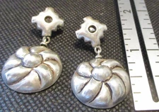 Antique Pair of (Georg Jensen Style) sterling silver 950 flower earrings,
