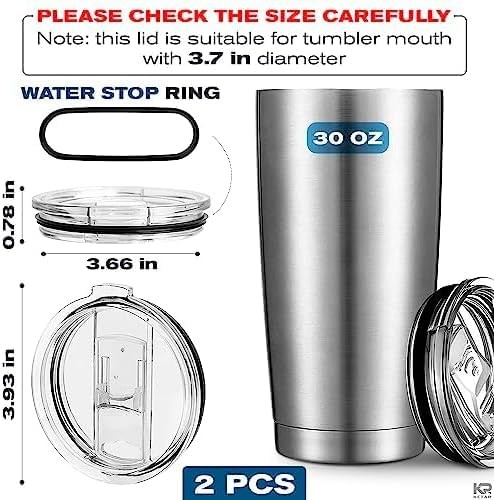 2 Pack Universal 30 oz Tumbler Lids - Sliding Closure Spill-Proof & Splash Re...