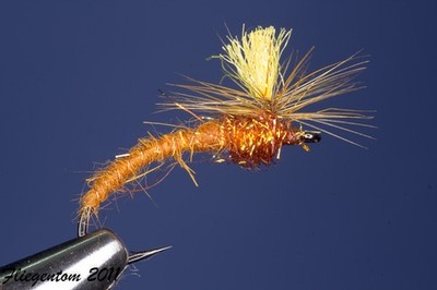 Fliegentom Trockenfliege - 3 Stück Zimtfarbene Klinkhammer  mit UV-Thorax 