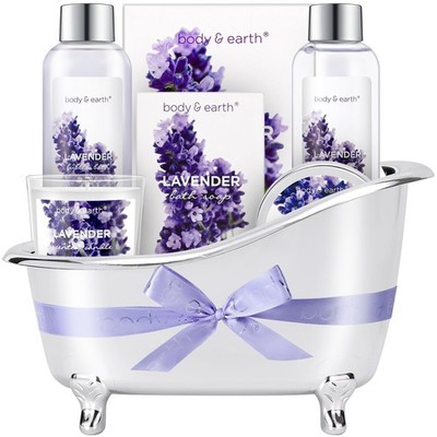 Lavender Gift Set for Women   Bath Bombs, Lotion & Candle   Christmas Spa Gift