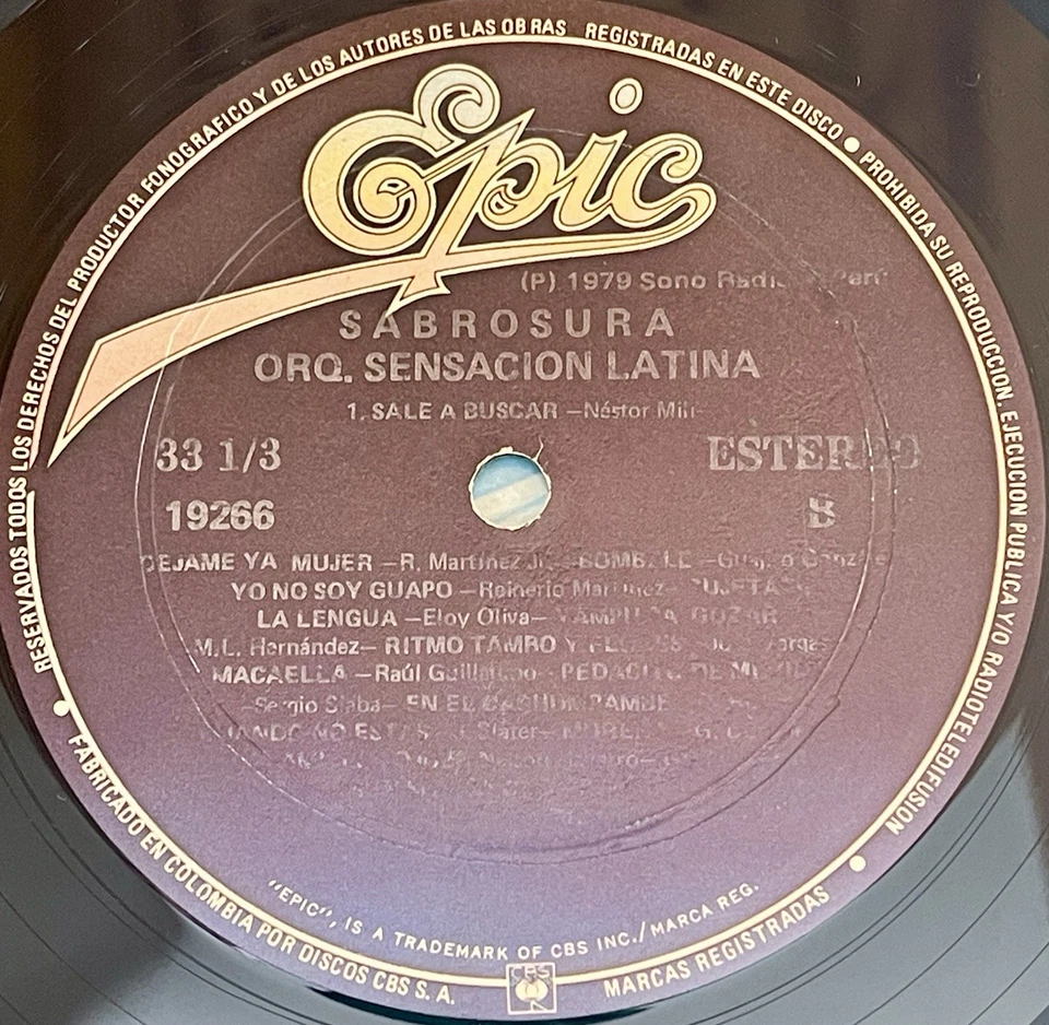 Orquesta Sensacion Latina ‎– Sabrosura - Salsa, Guaguanco Epic Colombia 1979 - Image 4 of 4
