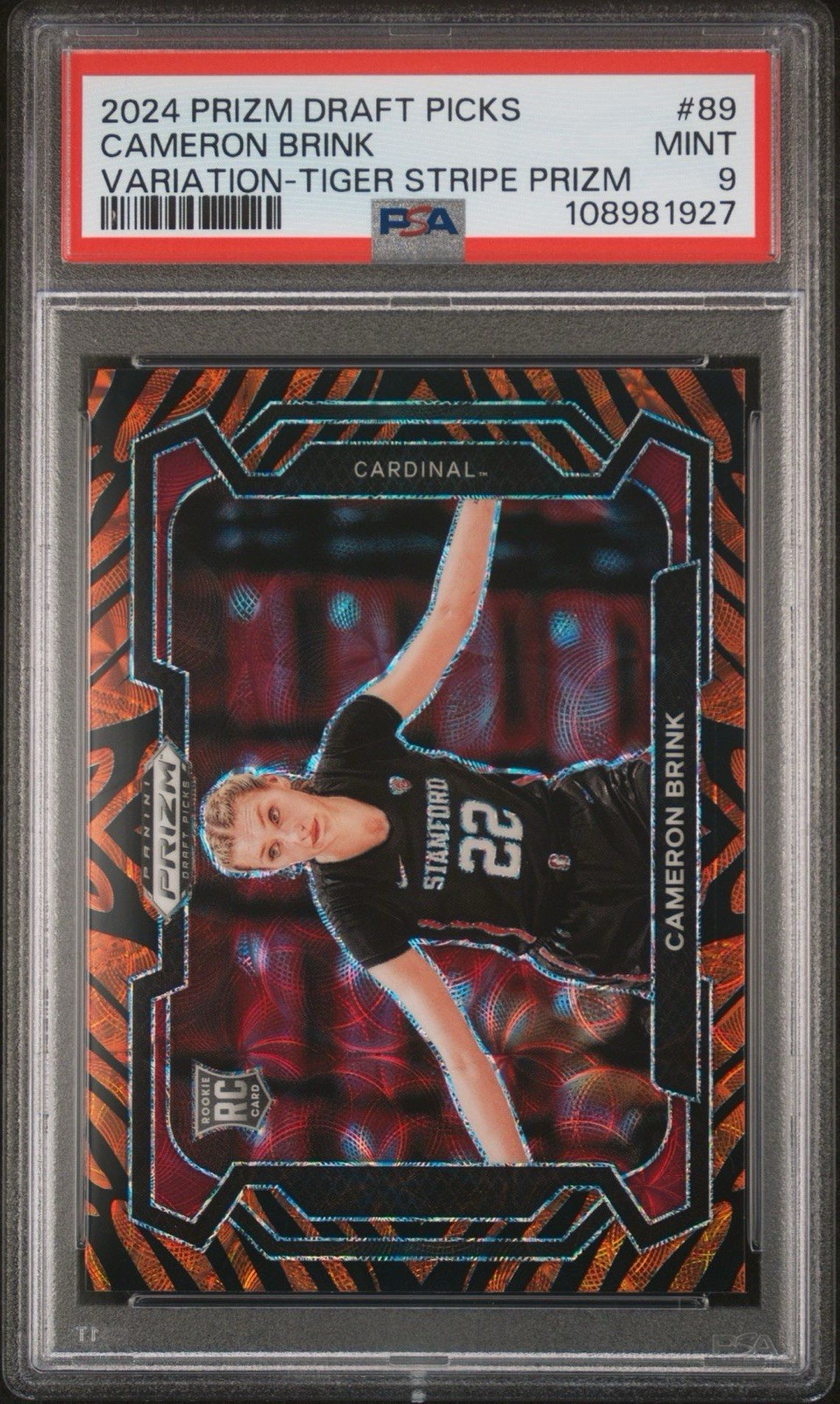 2024 Panini Prizm Draft Picks #89 Cameron Brink Tiger Stripes Case Hit PSA 9