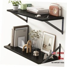 Deep Floating Shelves for Wall Wall Shelves Set of 2, 10 Inch 24"W x 10"D Black