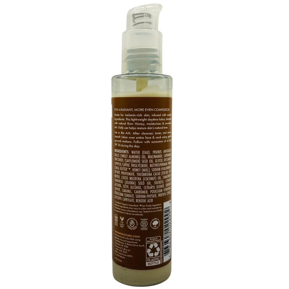 Loción facial de miel cruda uniforme y radiante SheaMoisture paquete de 2 3,2 fl oz nueva Foto 2 de 2