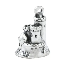 Sand Castle Fortress Beach Ocean 3D 925 Sterling Silver Charm MADE IN USA