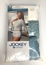 2009 NOS Jockey Classics Pkg 3 Briefs Size 8, White/Blue 100 Combed Cotton