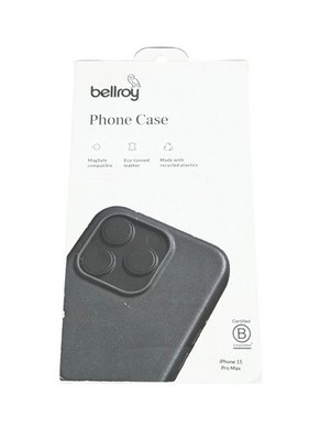 Aa4U Bellroy - iPhone 15 Pro Max Eco Tanned Leather Magsafe Phone Case - Black