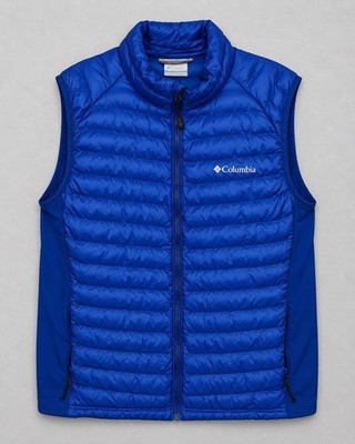 Columbia Powder Pass Hybrid Puffer Vest Royal Blue Mens Large 