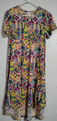 LuLaRoe Dress Ladies XS Bright Midi Hi Low Hem Stretch Comfort Summer Vacation