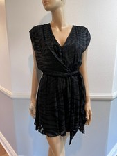 Alice + Olivia Black Tiger Print Burnout Silk Blend Mini Dress Size 4