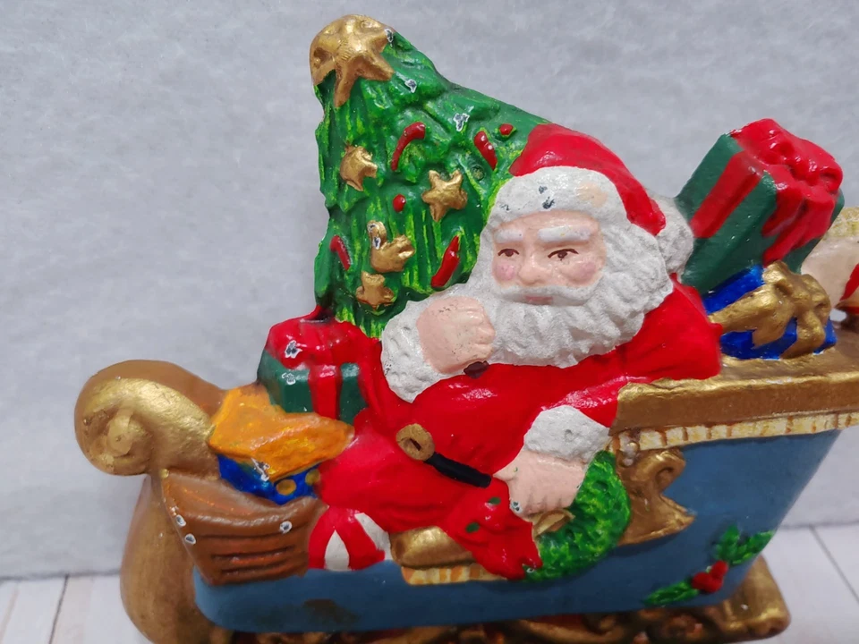 Vintage Midwest Cast Iron Stocking Holder Lot Of 5 Christmas Santa Sleigh  - Image 3 of 4