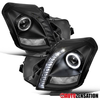 Fit 2003-2007 Cadillac CTS Black LED Halo Projector Headlights Lamps 04 05 06